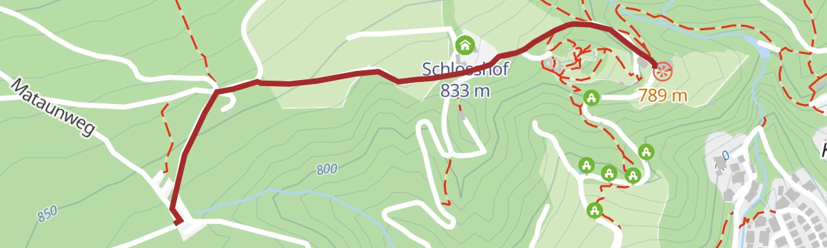 Route map: Vom Thaurer Almparkplatz über das Thaurer Schloss zum Romediwirt